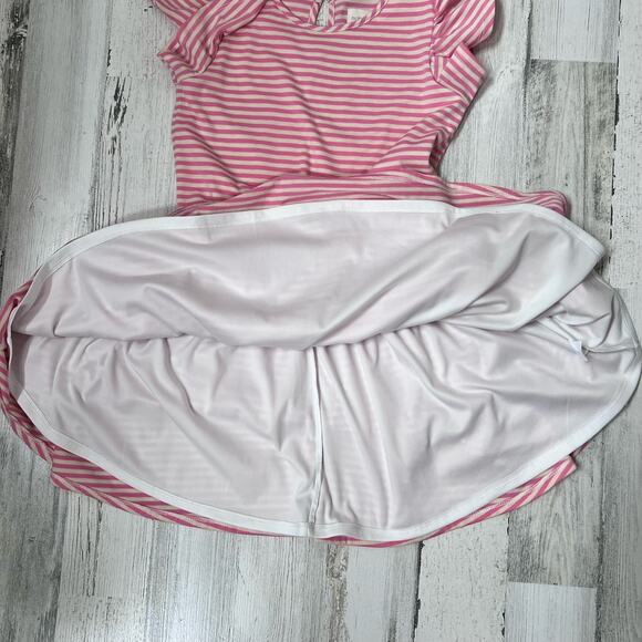 Mabel + Honey Girls Dress Size 10 Pink Cream Stripe Flutter Sleeve Cotton Lined - Picture 6 of 7